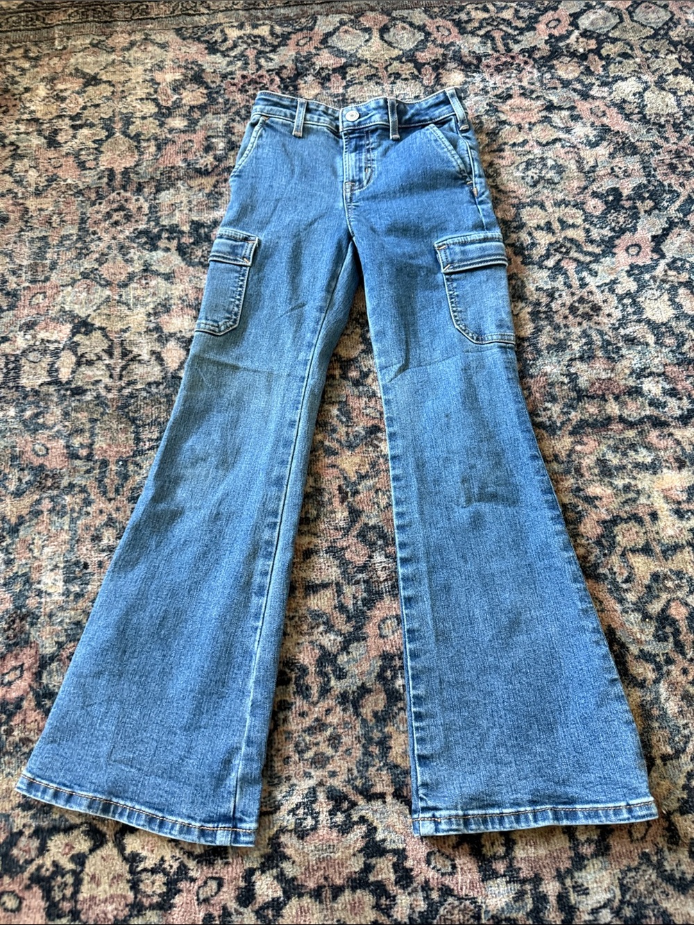 Girls cargo flair jeans
